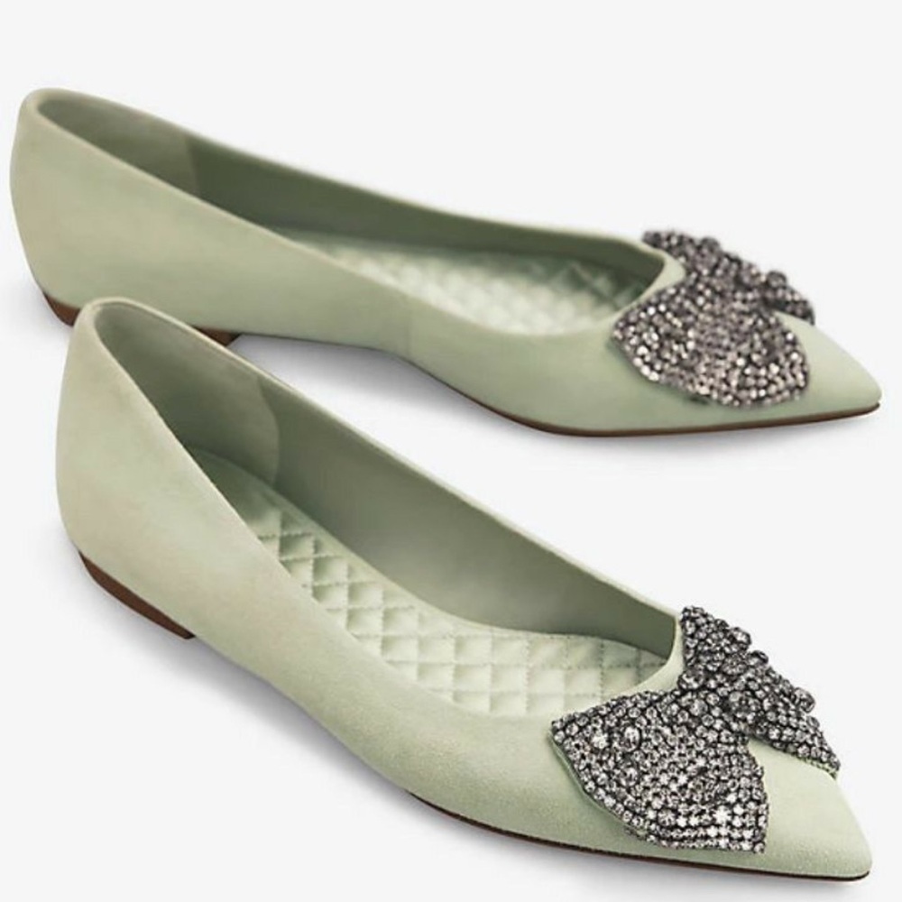 Tory Burch Cream Flats with Embellished Bow - Picture 2 of 5